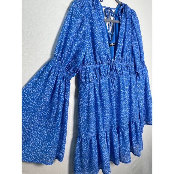Missguided Blue Floral Flowy Dress - Picture 7 of 9